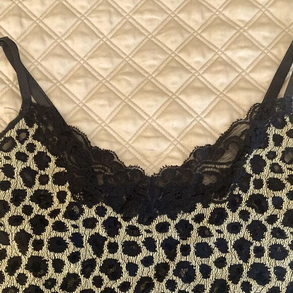 Leopard Camisole NWOT with Black Lace & Adjustable Straps. Size Small. - Picture 3 of 5